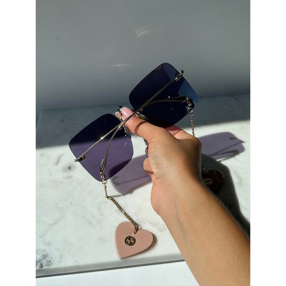 NEW Gucci GG1147S Earring Blue Square Rimless Sunglasses $725 main image 7